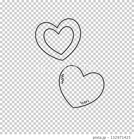 Two hearts are drawn in black on a white background Two hearts are drawn in black on a white background 132971425
