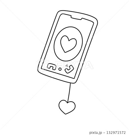 A phone with a heart on it A phone with a heart on it 132971572