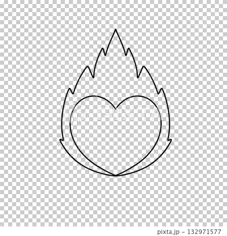 A white heart with flames surrounding it A white heart with flames surrounding it 132971577