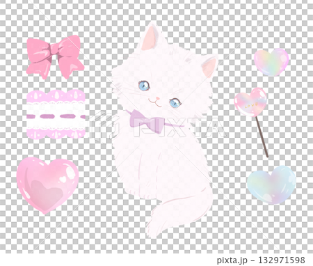 Birthday cake and cute kitten Birthday cake and cute kitten 132971598
