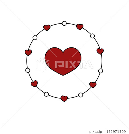 A heart is surrounded by nine other hearts 132971599
