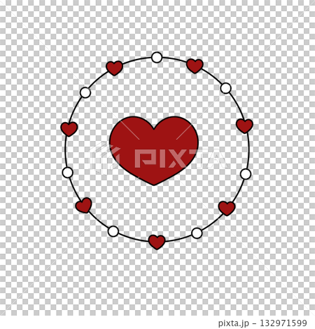 A heart is surrounded by nine other hearts A heart is surrounded by nine other hearts 132971599