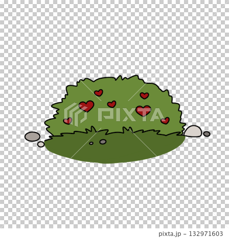 A cartoon drawing of a bush with hearts on it A cartoon drawing of a bush with hearts on it 132971603