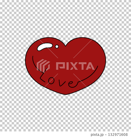 A red heart with the word LOVE written on it A red heart with the word LOVE written on it 132971608