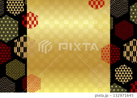 金　和柄　年賀状　背景	 132971645