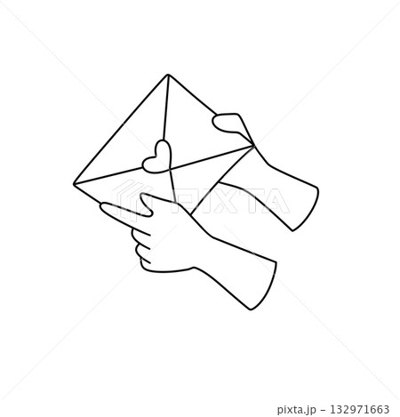 A person holding an open envelope with a heart on it 132971663