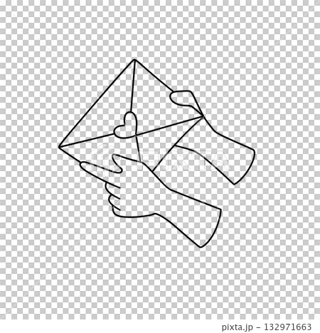 A person holding an open envelope with a heart on it 132971663