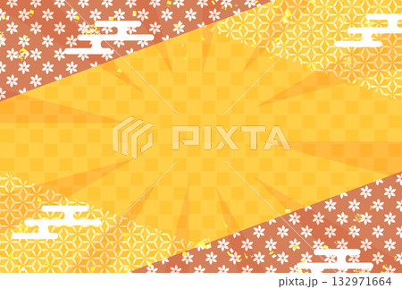 桜　和柄　年賀状　背景	 132971664