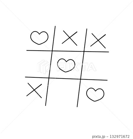 A tic-tac-toe board with hearts on it 132971672