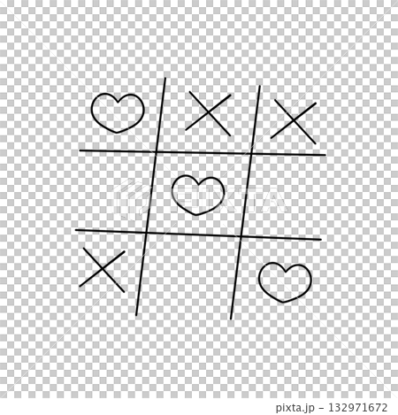 A tic-tac-toe board with hearts on it A tic-tac-toe board with hearts on it 132971672