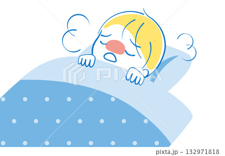 発熱のため布団で休んでいる男の子 発熱のため布団で休んでいる男の子 132971818