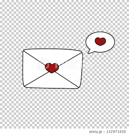 A white envelope with a red heart on it 132971830