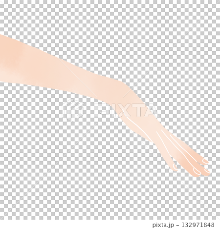 手の甲を上に向けて伸ばした手の水彩風イラスト 132971848