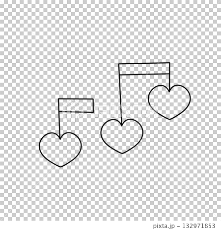 Three hearts are drawn on a white background 132971853