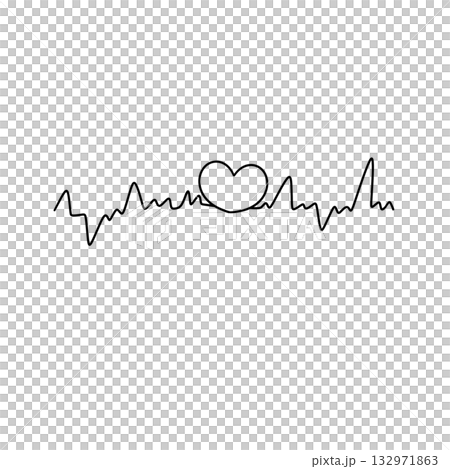 A heart is drawn on a line that represents an EKG A heart is drawn on a line that represents an EKG 132971863