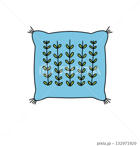 A pillow with green leaves on it 132971920