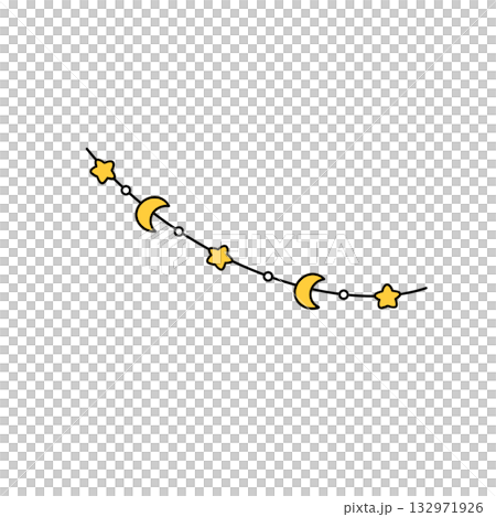 A yellow string with stars and crescent moons 132971926