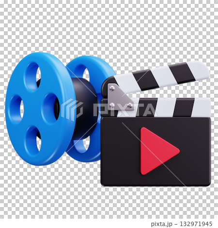 Film Reel And Clapperboard 132971945