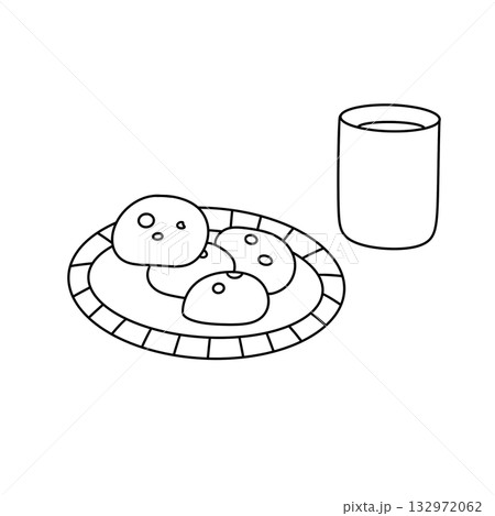 A plate of cookies and a cup of milk 132972062