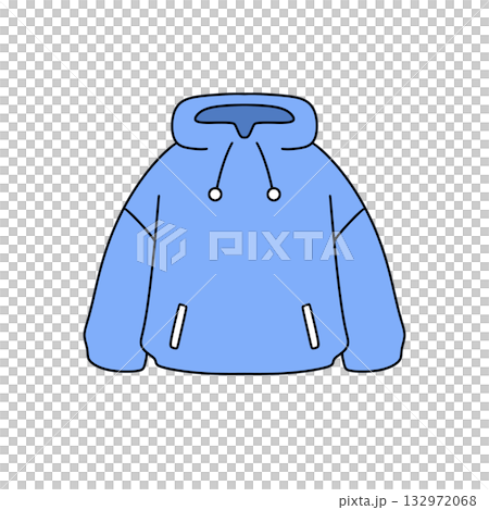 A blue hoodie with a hood and a zipper 132972068