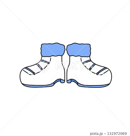 Two cartoon shoes with blue and white laces 132972069
