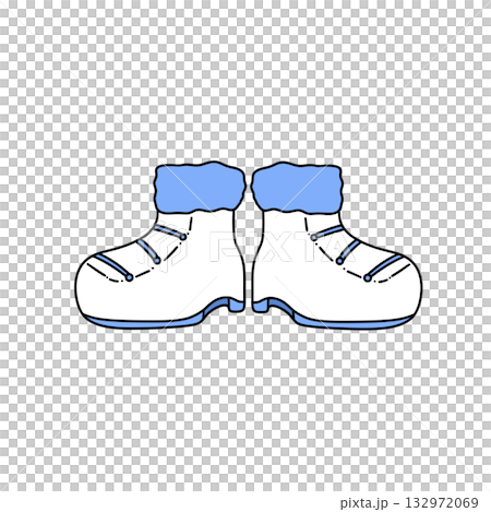 Two cartoon shoes with blue and white laces 132972069