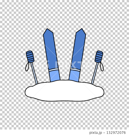 A pair of skis with ski poles on the ground A pair of skis with ski poles on the ground 132972076