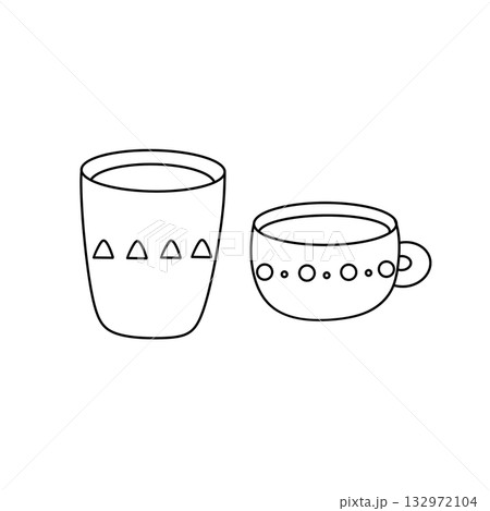 Two cups with designs on them Two cups with designs on them 132972104