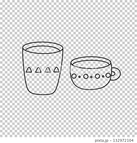Two cups with designs on them Two cups with designs on them 132972104