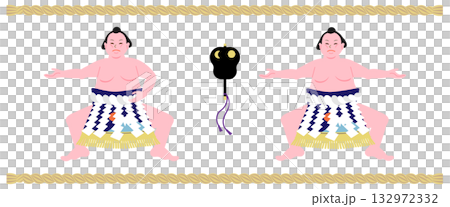 Vector illustration of a set of Yokozuna's ring-entering dances, Unryu style and Shiranui style 132972332