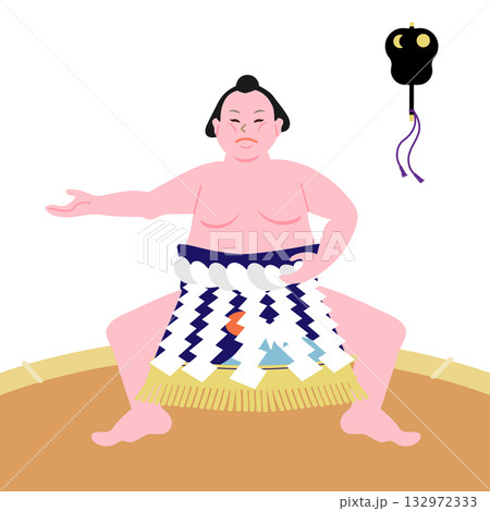 横綱の土俵入り　雲龍型のベクターイラスト 132972333