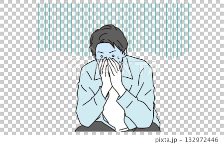 ショックで顔面真っ青の男性のイラスト素材 132972446