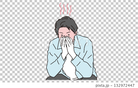 Illustration material of a man with a red face and embarrassment Illustration material of a man with a red face and embarrassment 132972447