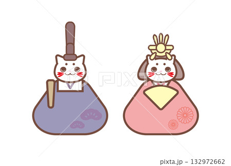 かわいい猫のお雛様 132972662