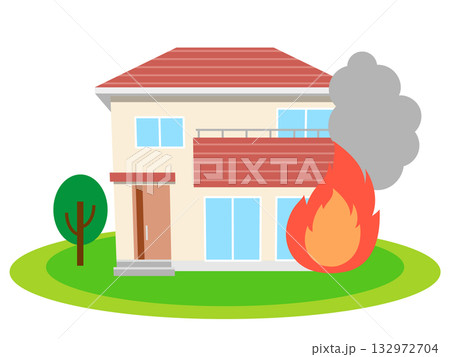 火事になっている家 132972704