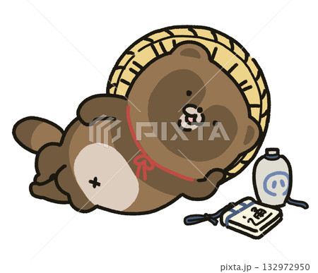 狸の置物・かわいいたぬきイラスト 狸の置物・かわいいたぬきイラスト 132972950
