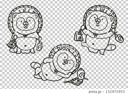 狸貓擺件和可愛狸貓插畫線稿套裝 狸貓擺件和可愛狸貓插畫線稿套裝 132972953