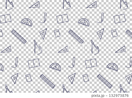 Cute seamless background of math stationery_monochrome line drawing Cute seamless background of math stationery_monochrome line drawing 132973876