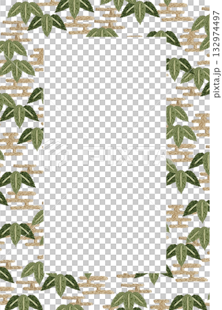 【笹の縦枠】手刺繍イラスト素材 【笹の縦枠】手刺繍イラスト素材 132974497