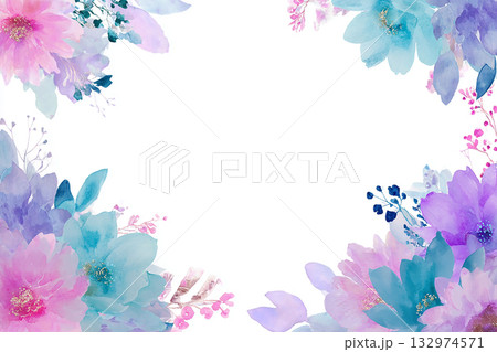 水彩花フレーム背景デザイン 132974571