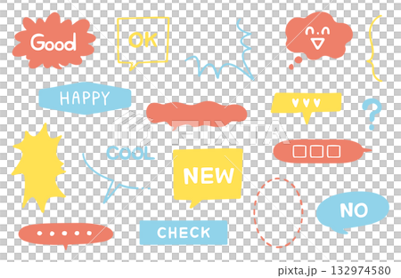 Pop and cute speech bubbles and text set 132974580