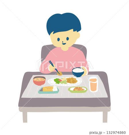 もりもり食べる男の子の食事 132974860