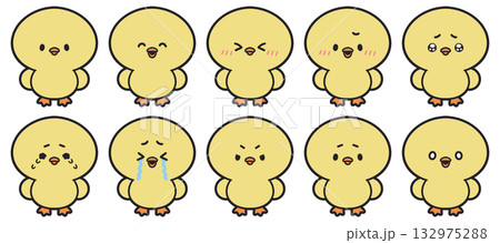 かわいいヒヨコの表情アイコンセット 132975288