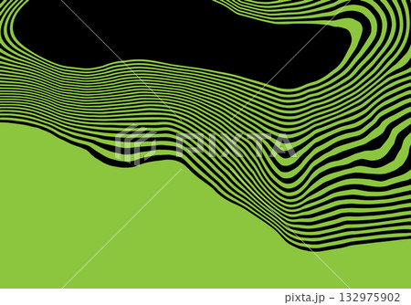 Abstract Optical Illusion Where Black Stripes Bend Over a Bright Green Surface Creating Surreal Graphics. Eps 10 Abstract Optical Illusion Where Black Stripes Bend Over a Bright Green Surface Creating Surreal Graphics. Eps 10 132975902