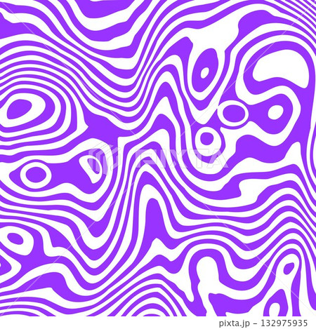 Abstract 3D Illusion of Black Stripes Curving Around Purple Space Creating a Hypnotic, Surreal Background. Eps 10 132975935