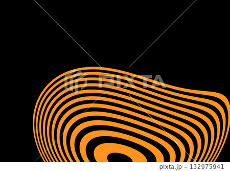 Hypnotic Orange Warped Gradient on Deep Black Background Futuristic Abstract Optical Illusion. Eps 10 132975941