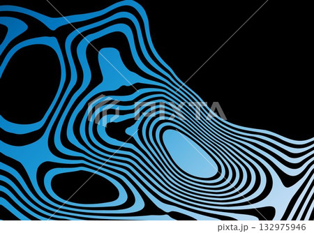 Hypnotic Blue Gradient of Contour Lines on a Deep Black Background Futuristic, Dynamic, Abstract Optical Illusion. Eps 10 132975946