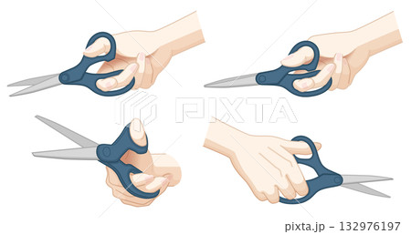 ハサミを持つ手のバリエーション 132976197