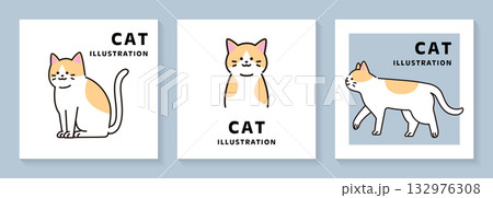 シンプルな猫のアイコンイラストセット 132976308