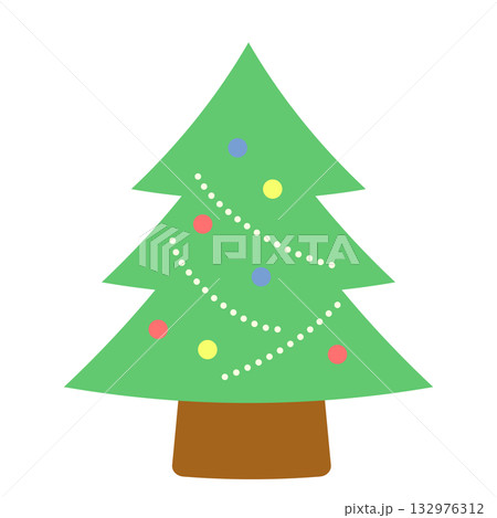 シンプルで可愛いクリスマスツリーのイラスト素材 132976312